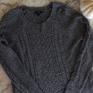 Gap "basic" pullover cableknit sweater mingled gray size medium